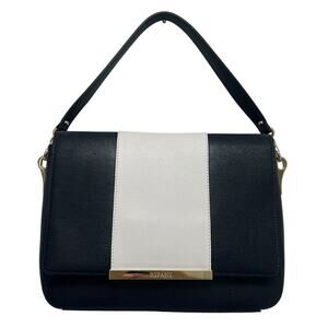 Ripani Italian Leather Handbag Purse Shoulder Bag Navy Blue white Nautical